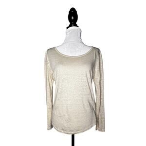 Filippa K Scoop Neck Linen Long Sleeve Top Cream Size Medium